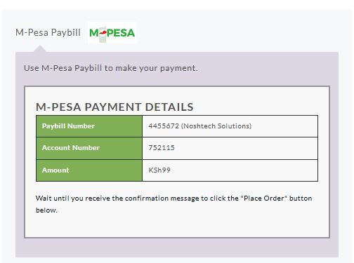 Checkout when usign paybill (Account number is autogenerated)